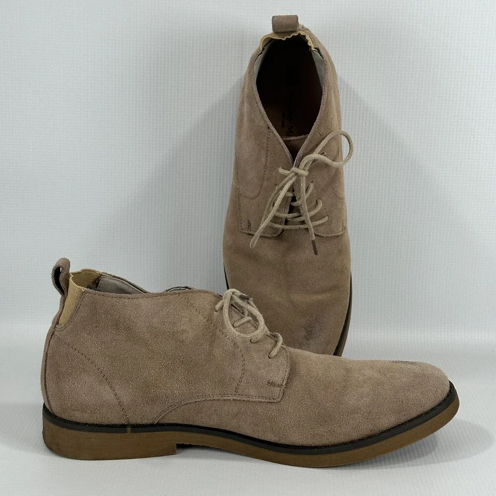 Bruno Marc Boots Mens Size 10.5 Beige Suede Chukka Desert Lace Up Casual